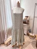  Kylie Dress - Đầm xô lụa sát nách xanh hoa nhí nâu - D614 