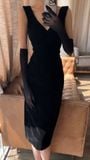  Ariana Dress - Đầm Body Nhung Đen Sát Nách Cổ Tim D91 