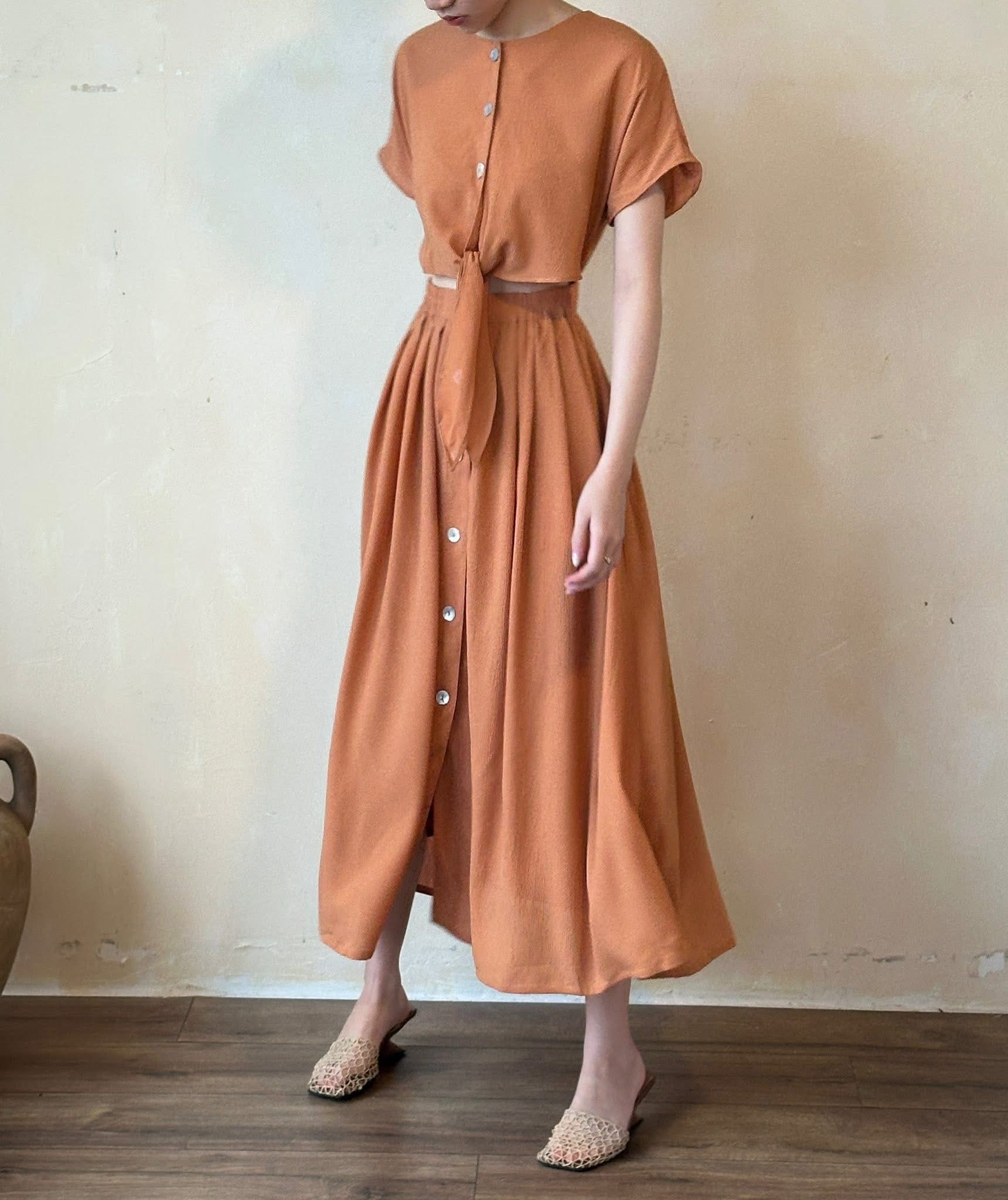  Mie Dress - Đầm Tay Ngắn Nơ Eo E76 