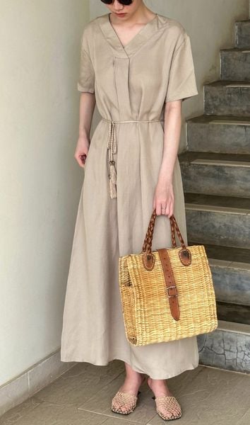  Jocelyn Dress - Đầm Linen Suông Cổ V D974 