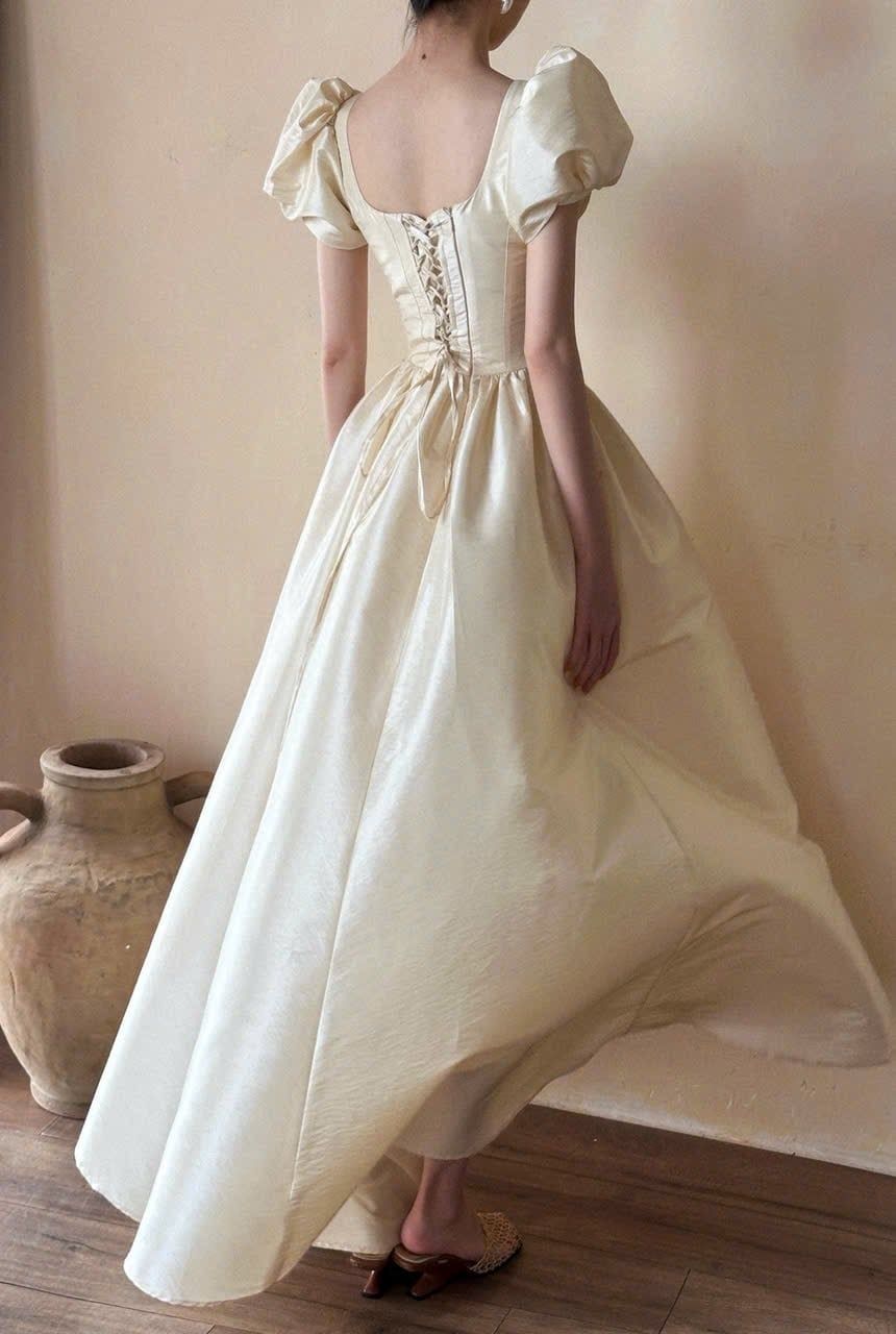  Ivory Sonata Dress - Đầm Corset Tay Phồng Thiết Kế D0161 