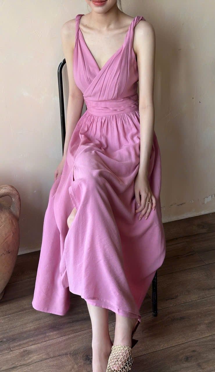  Lillie Dress - Đầm Xoắn Vai Xẻ Tà E291 