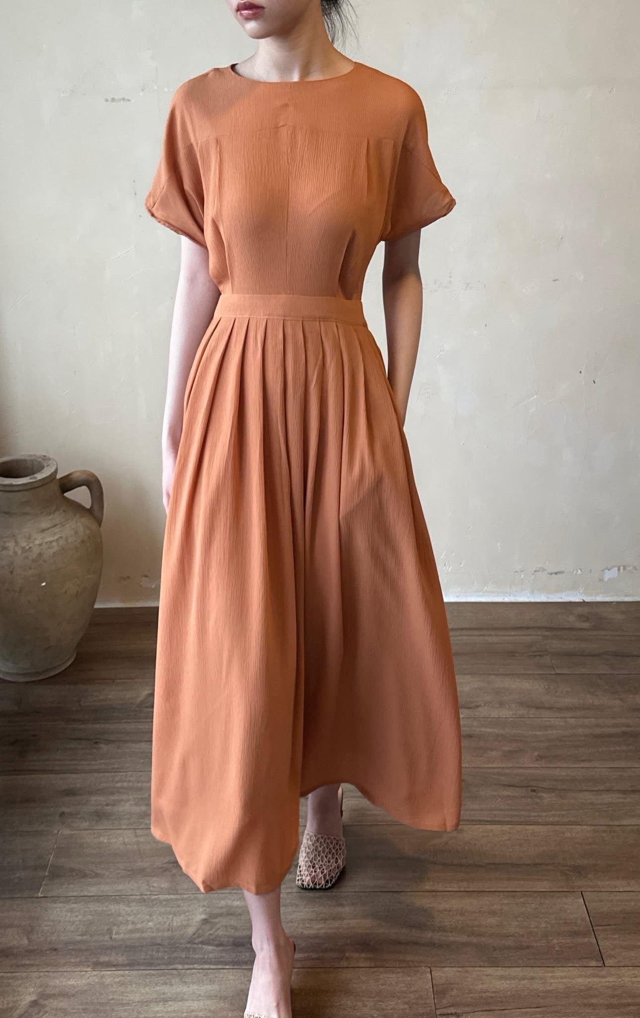  Mie Dress - Đầm Tay Ngắn Nơ Eo E76 