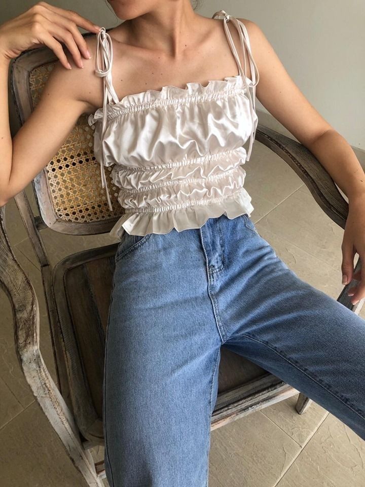  Áo Croptop 2 Dây Nhún Thân A102 