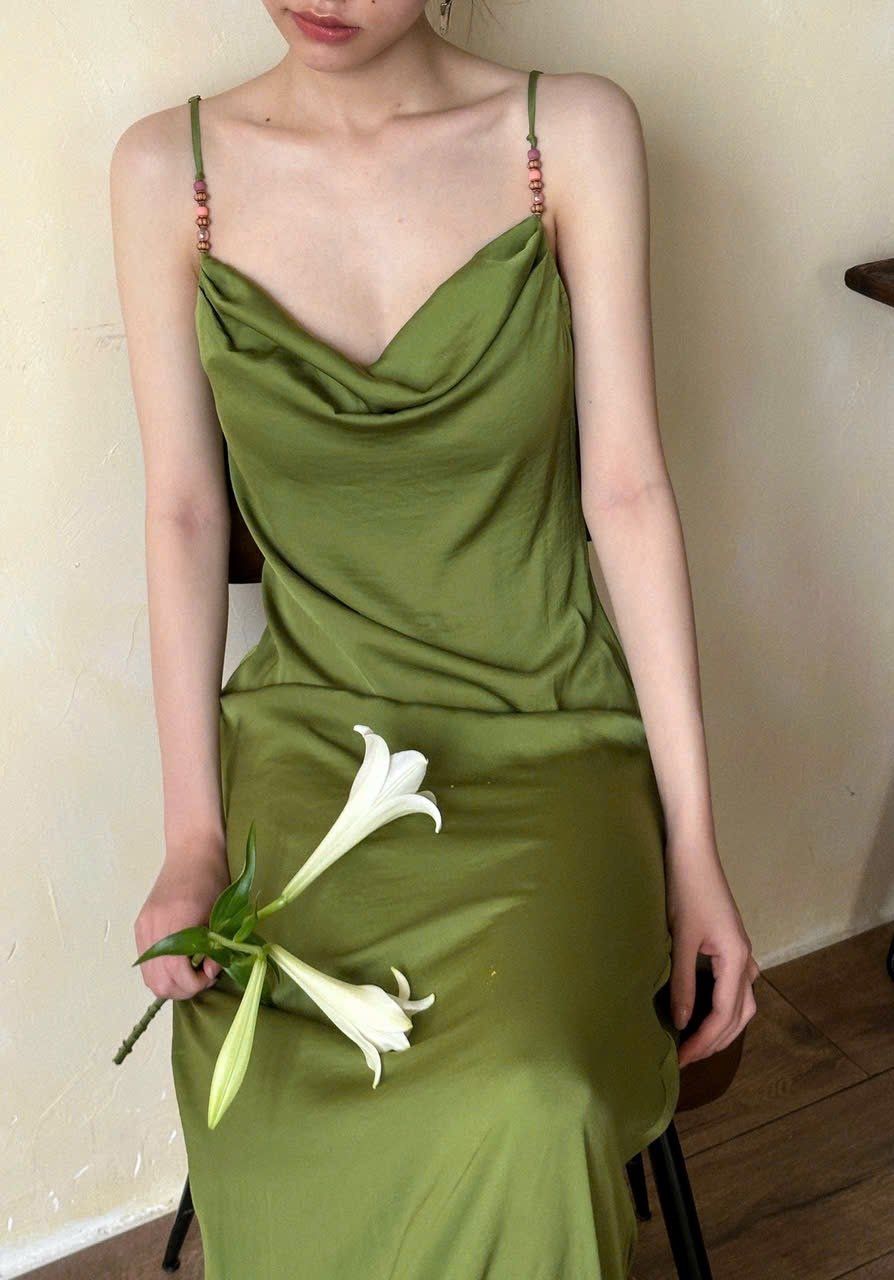  Rosalie Dress - Đầm Lụa 2 Dây Cổ Đổ LA45 