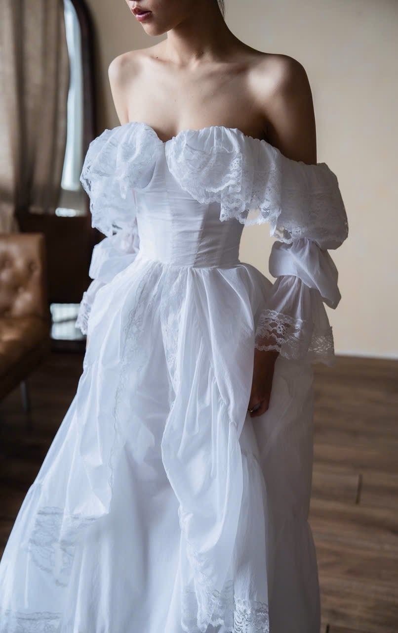  Snow Swan Dress - Đầm Thiết Kế Trễ Vai 