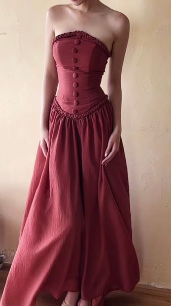  Sierra Dress - Đầm Cúp Ngực Corset Nút Bọc Thiết Kế 