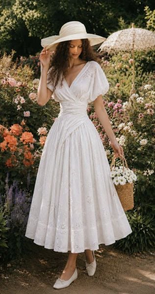 Celestine Dress - Đầm Tay Phồng Thiết Kế Cổ Điển 