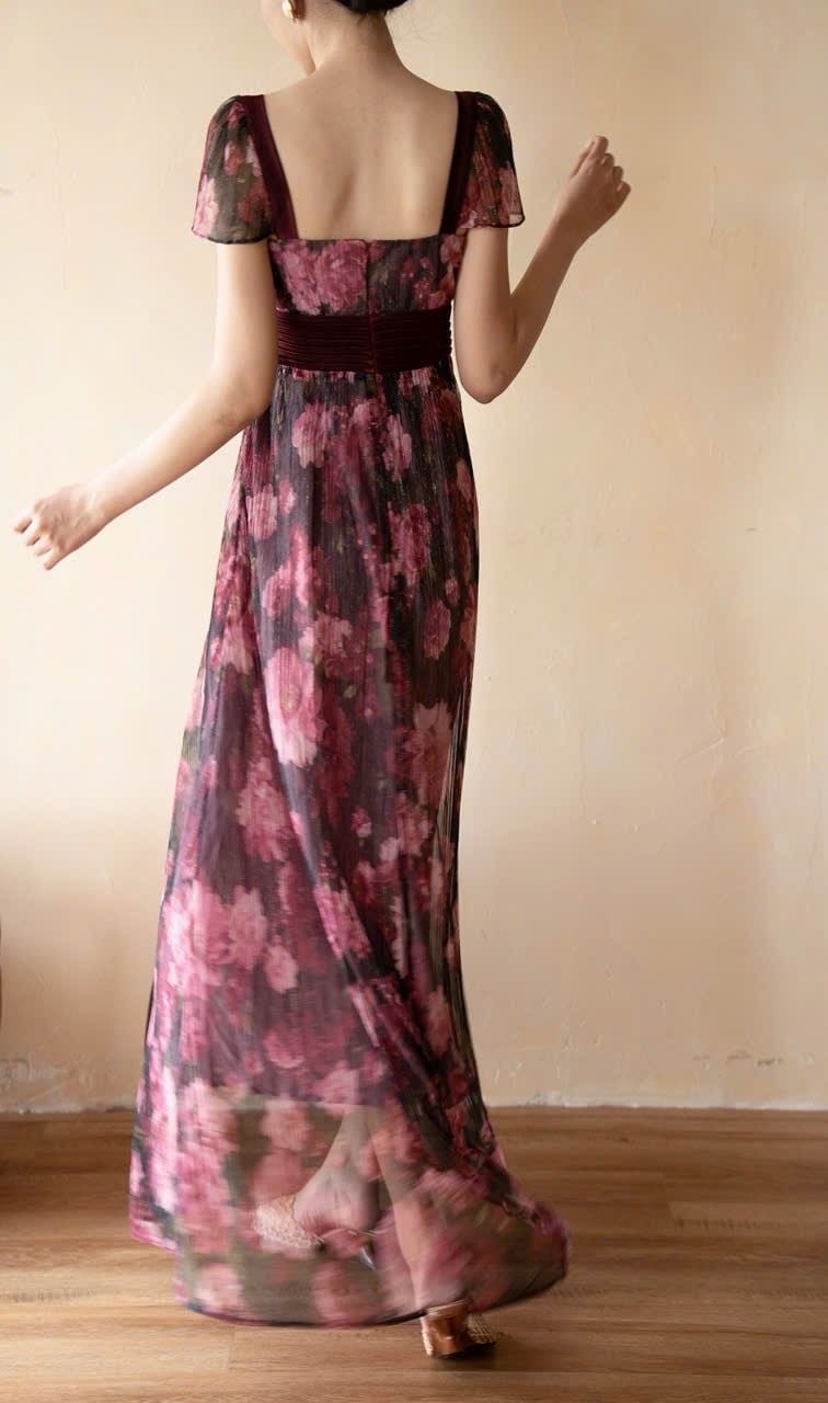  Eloise Dress - Đầm Hoa Thiết Kế Dáng Dài Tay Ngắn D0169 