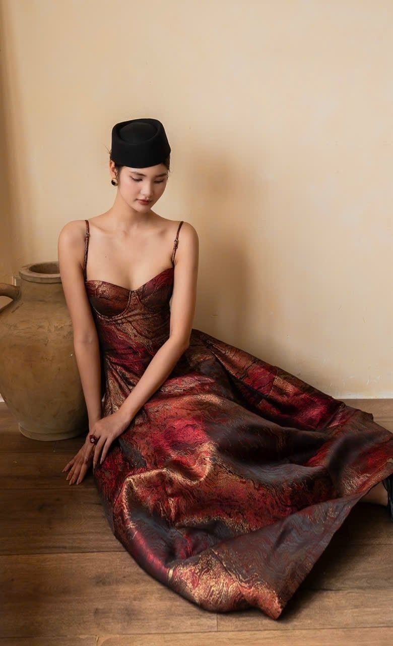  Brigitte Dress - Đầm Corset Hoa Hồng D0129 