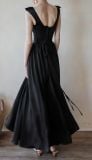  Freya Dress - Đầm Corset Lụa Cổ V Nút Bọc G002 