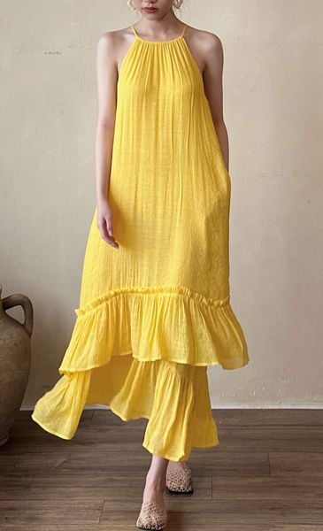  Brianna Dress - Maxi bèo cổ yếm hai tầng D438 