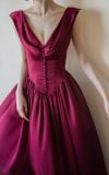  Freya Dress - Đầm Corset Lụa Cổ V Nút Bọc G002 