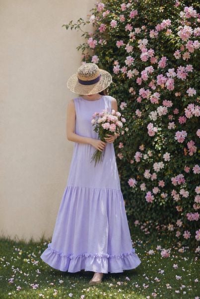  Emma Dress - Đầm xô lụa sát nách tím D53 