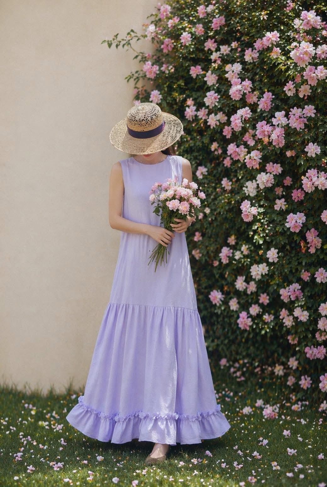  Emma Dress - Đầm xô lụa sát nách tím D53 