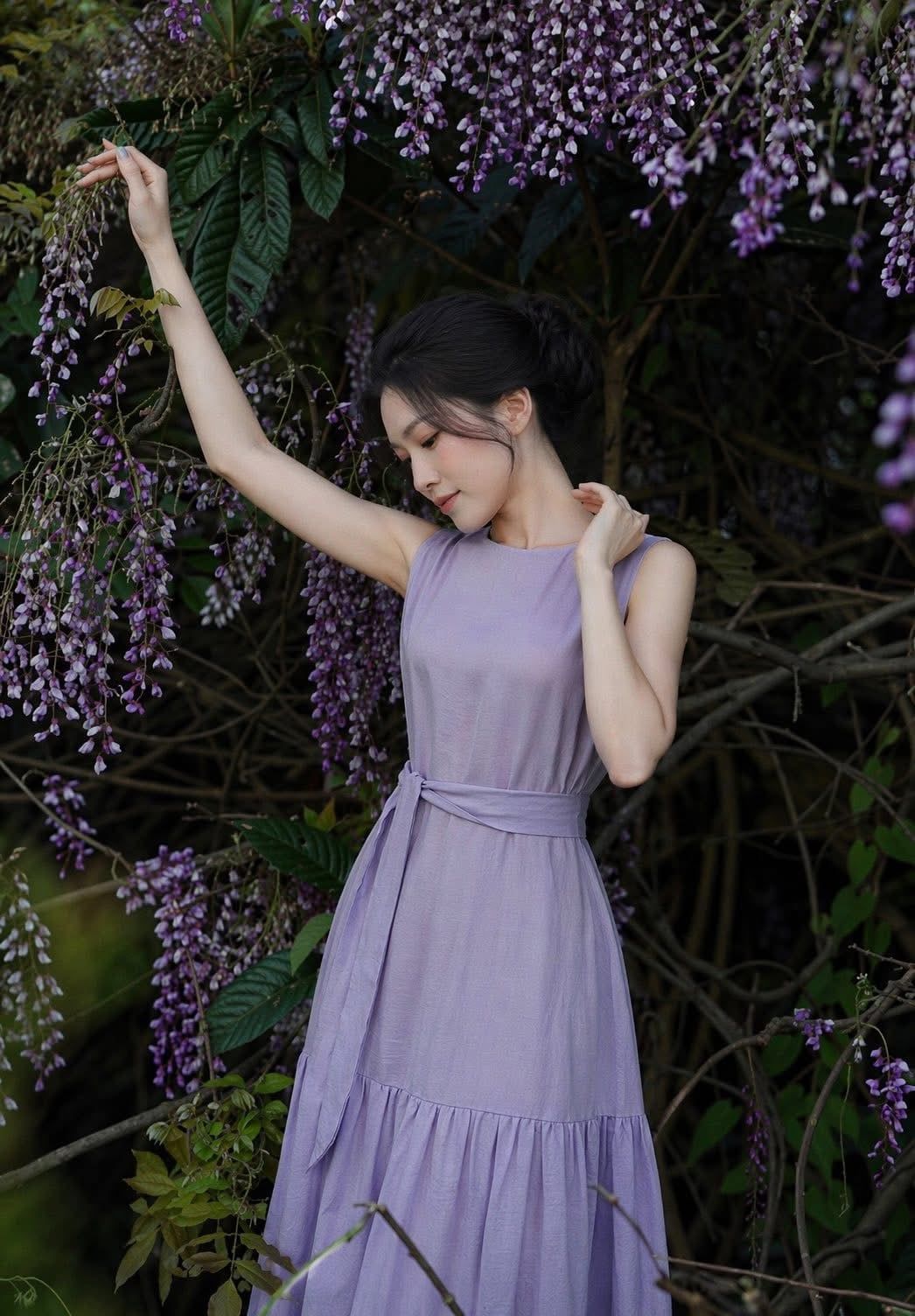  Emma Dress - Đầm xô lụa sát nách tím D53 