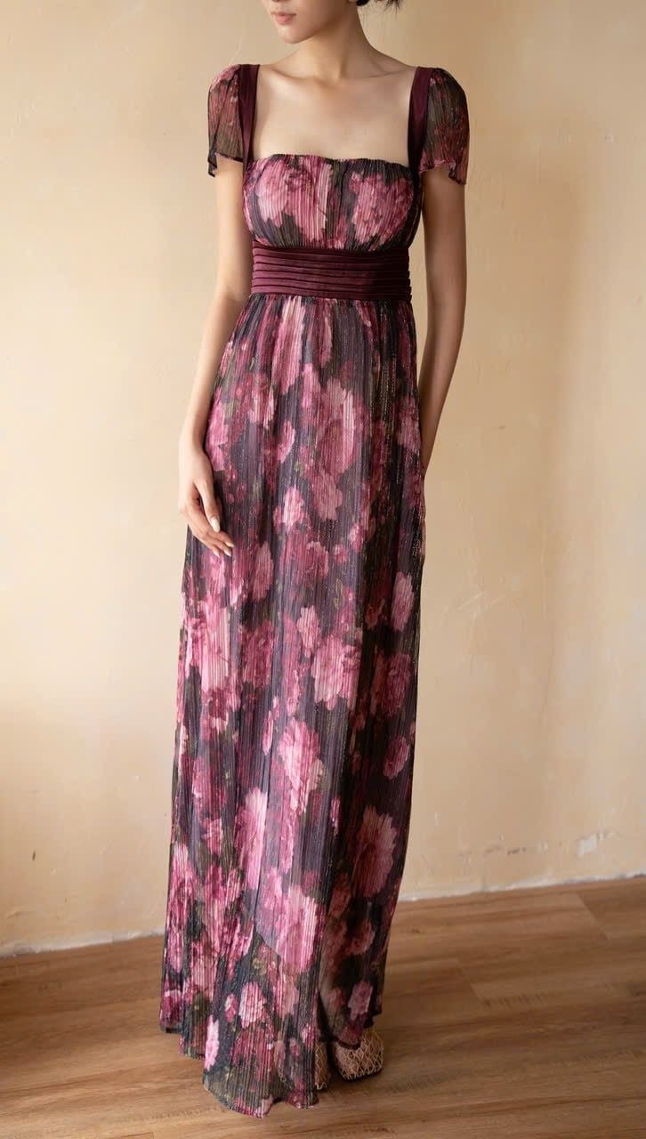  Eloise Dress - Đầm Hoa Thiết Kế Dáng Dài Tay Ngắn D0169 