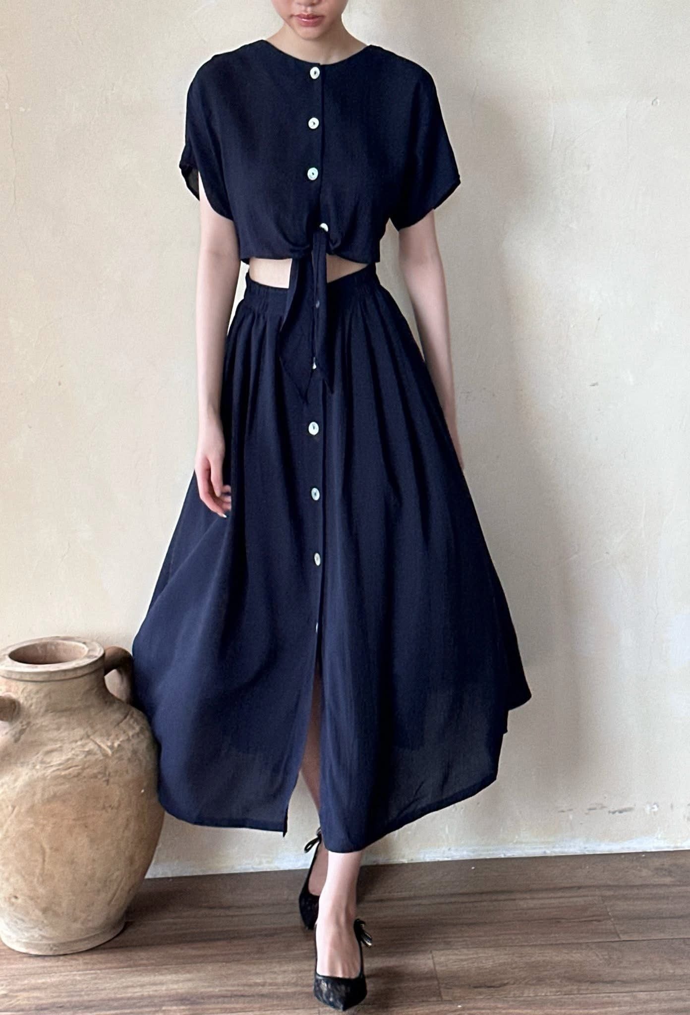  Mie Dress - Đầm Tay Ngắn Nơ Eo E76 