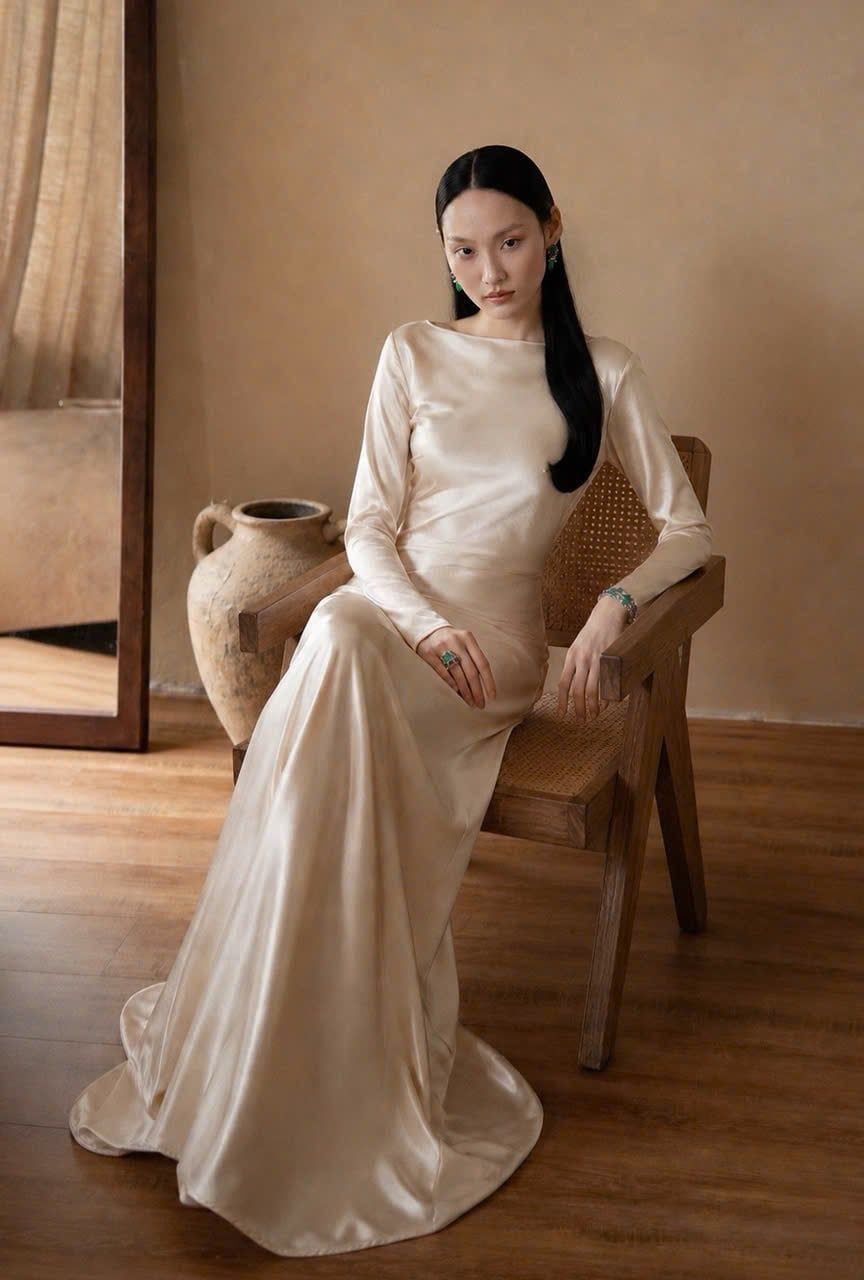  Marilyn Dress - Đầm Lụa Tay Dài Thiết Kế 