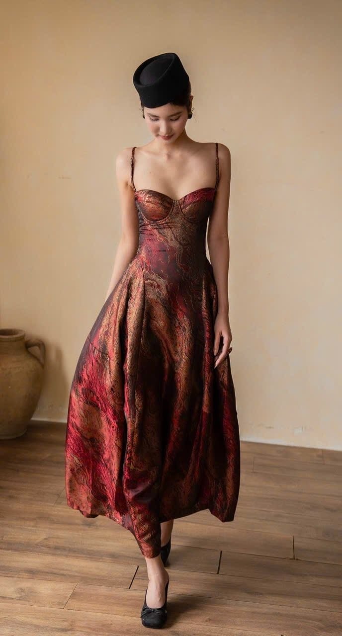  Brigitte Dress - Đầm Corset Hoa Hồng D0129 