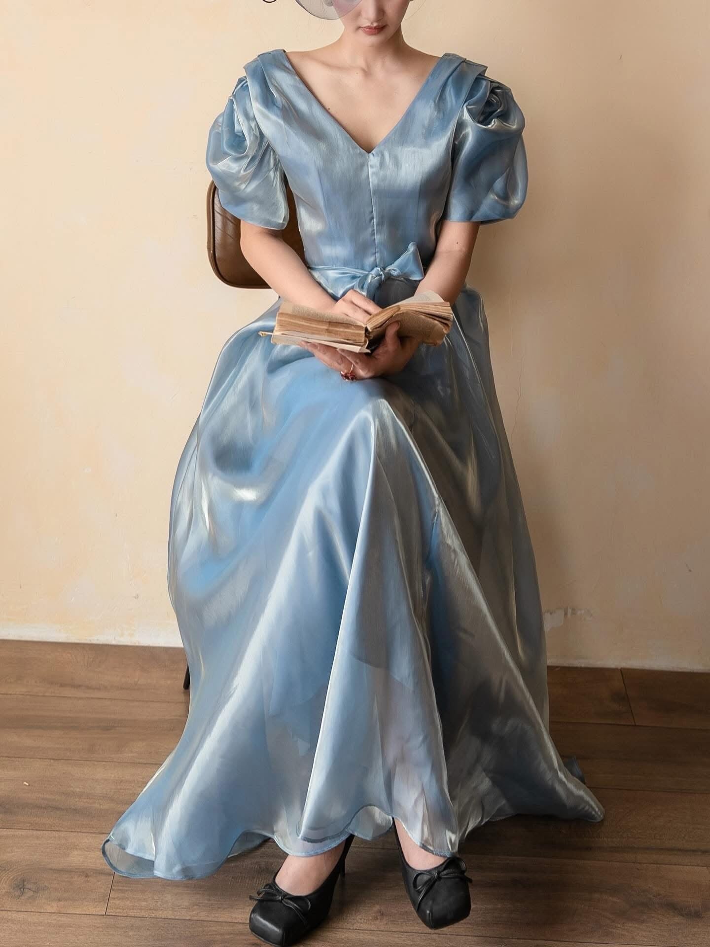  Helena Dress - Đầm Hoa Hồng Tay Phồng D1013 