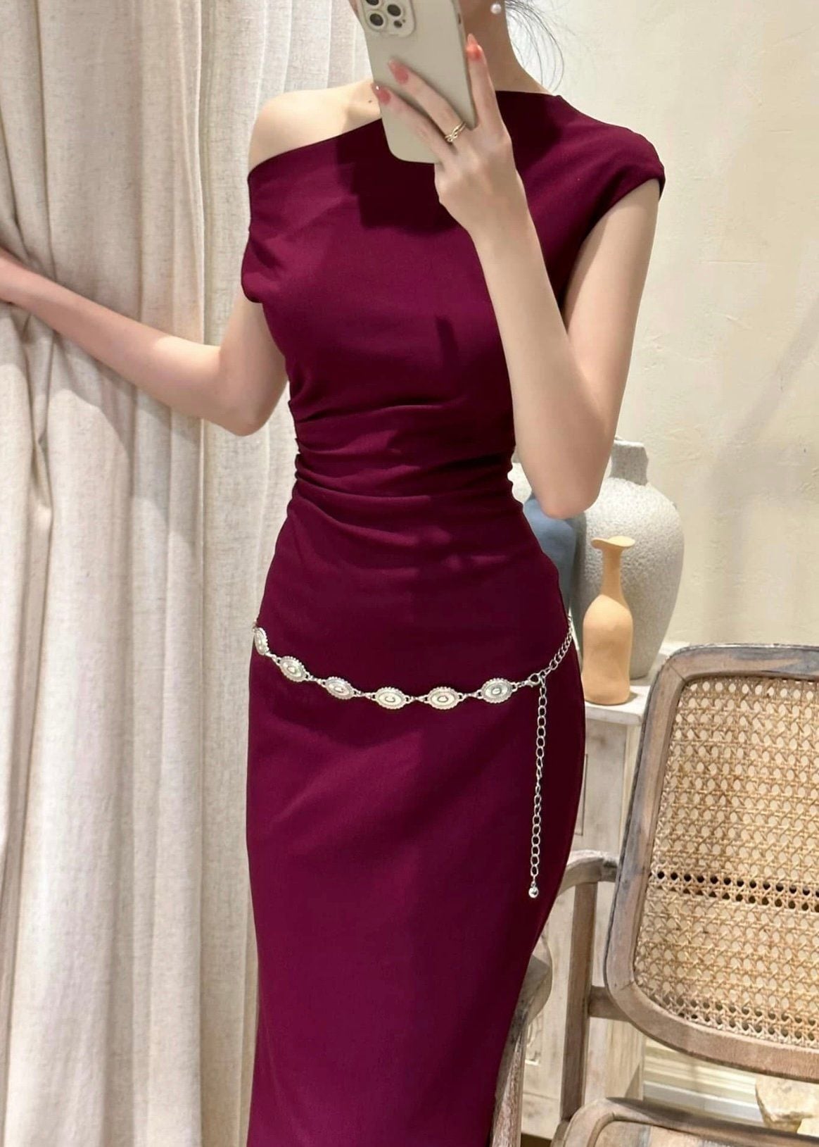  Zoey Dress - Đầm Lệch Vai Nhấn Eo D982 