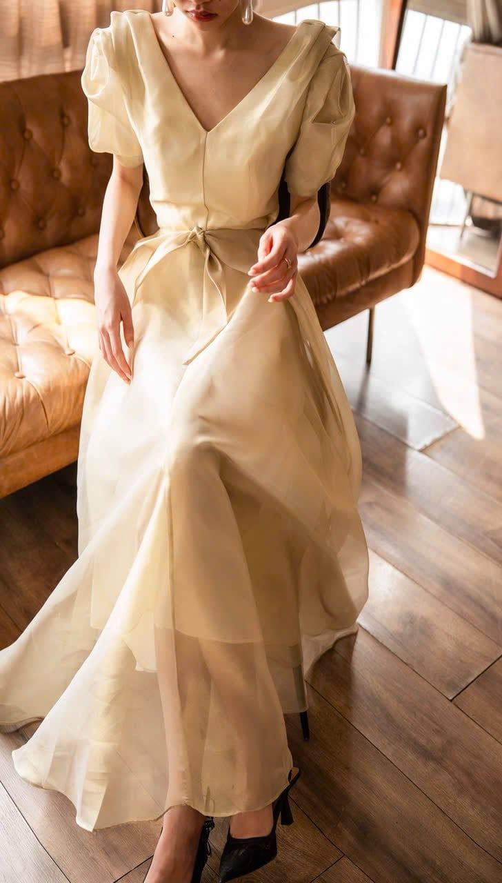  Helena Dress - Đầm Hoa Hồng Tay Phồng D1013 