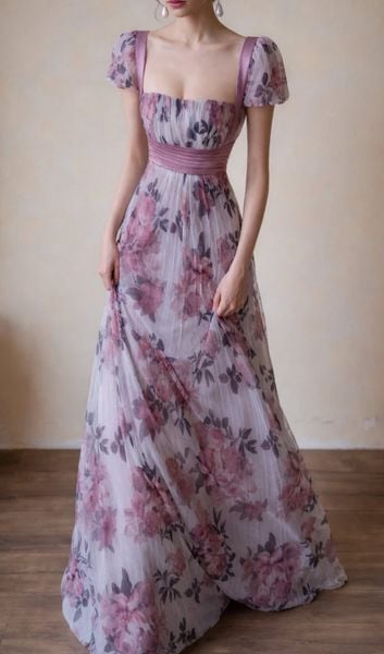  Eloise Dress - Đầm Hoa Thiết Kế Dáng Dài Tay Ngắn 