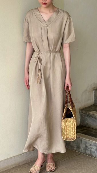  Jocelyn Dress - Đầm Linen Suông Cổ V D974 