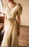  Helena Dress - Đầm Hoa Hồng Tay Phồng D1013 