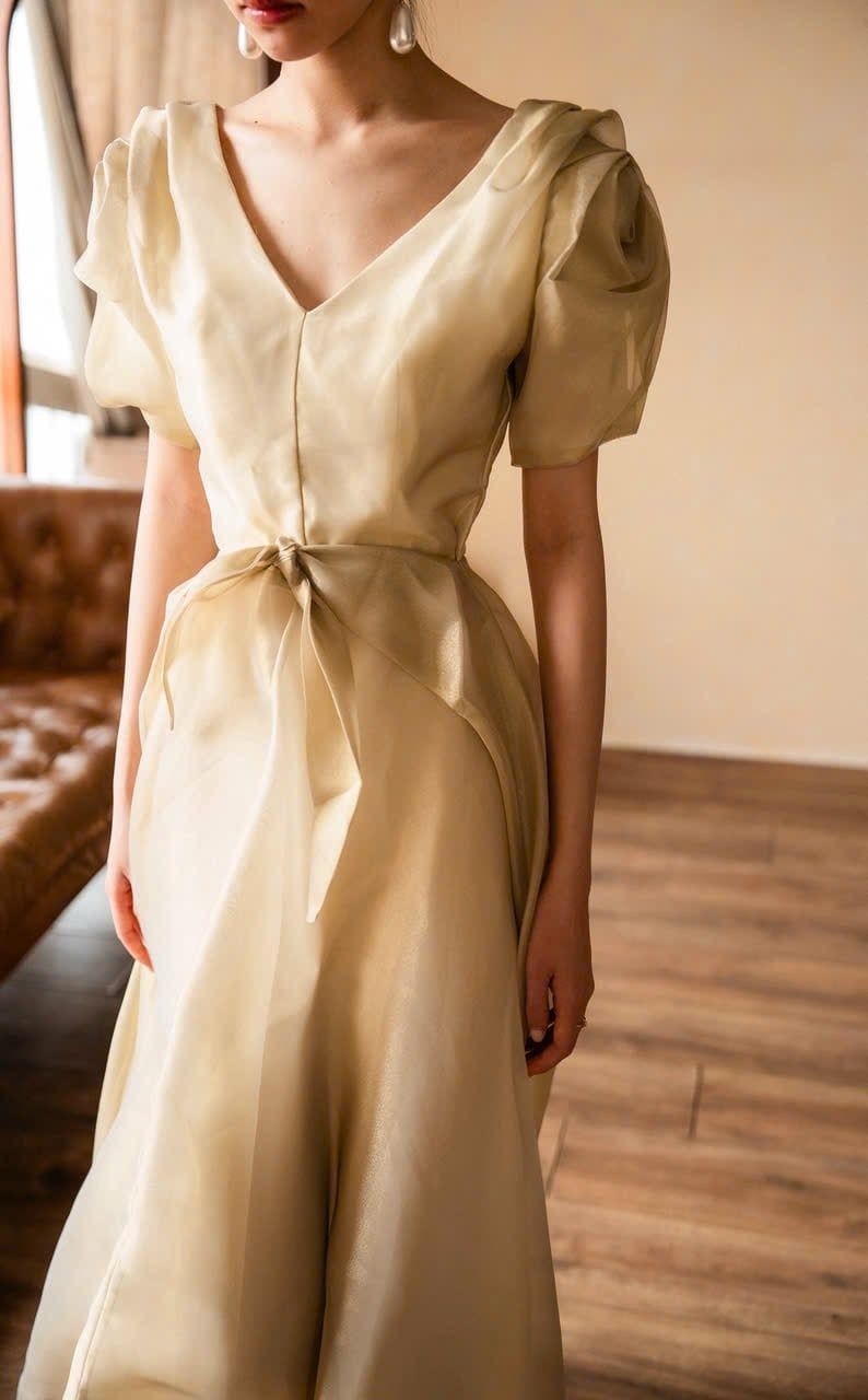  Helena Dress - Đầm Hoa Hồng Tay Phồng D1013 
