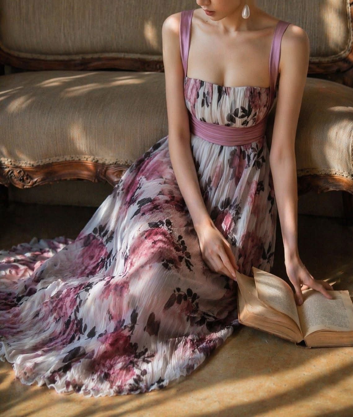  Julia Dress - Đầm Hoa Thiết Kế Dáng Dài Hai Dây D0170 