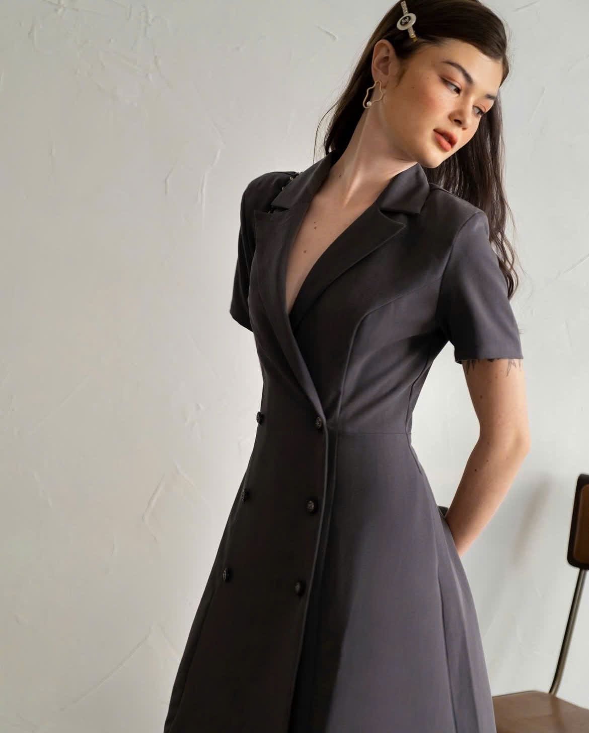  Macy Dress - Đầm đắp vạt 6 cúc tay ngắn D559 