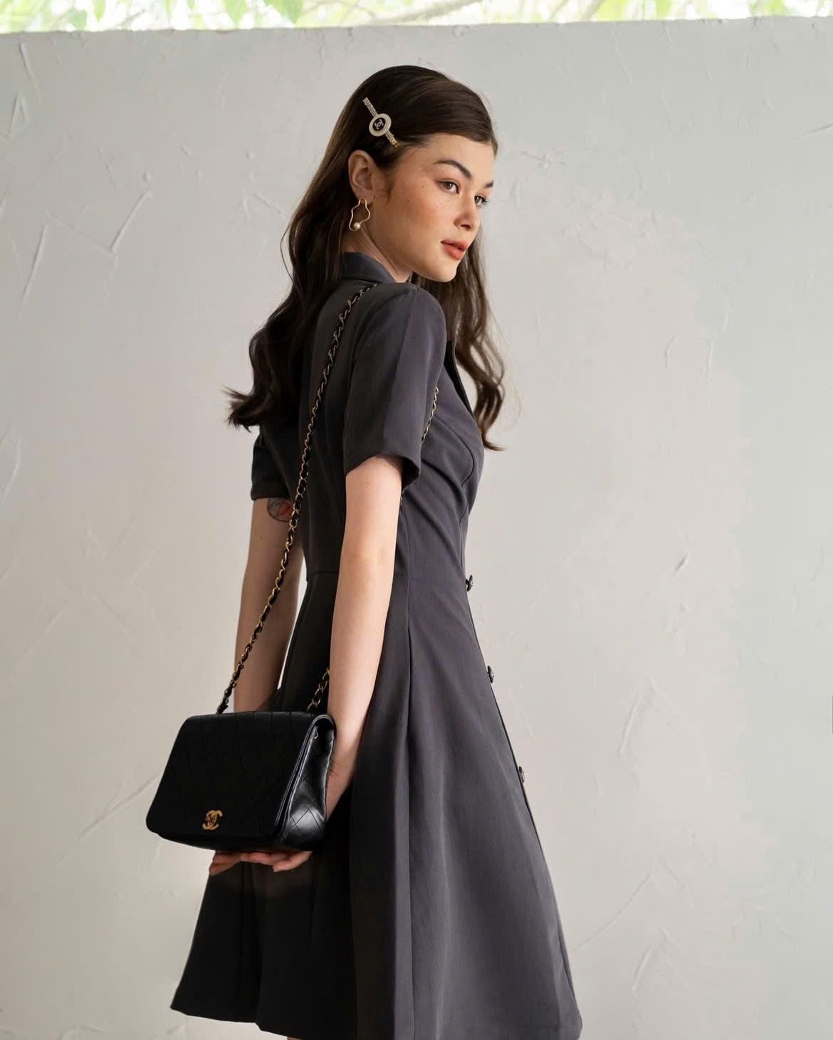  Macy Dress - Đầm đắp vạt 6 cúc tay ngắn D559 