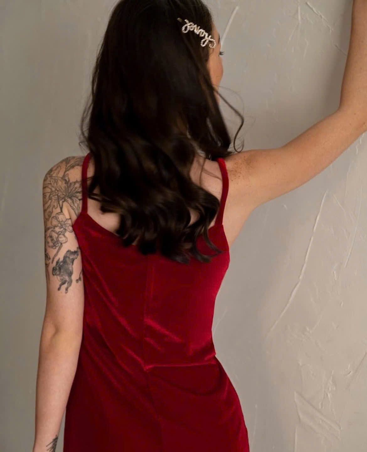  Velvet Dress - Đầm 2 dây nhung nút bọc D259 