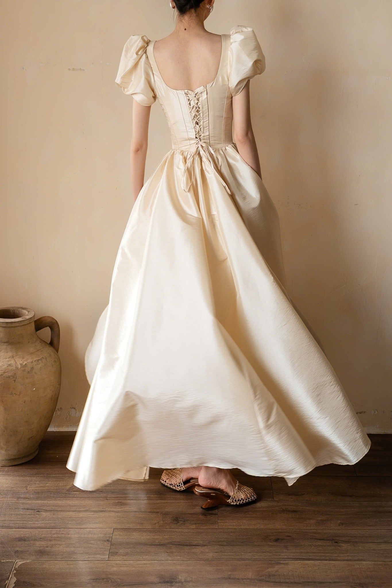  Ivory Sonata Dress - Đầm Corset Tay Phồng Thiết Kế D0161 