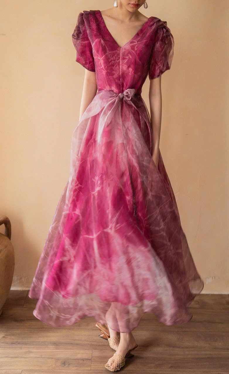  Helena Dress - Đầm Hoa Hồng Tay Phồng D1013 