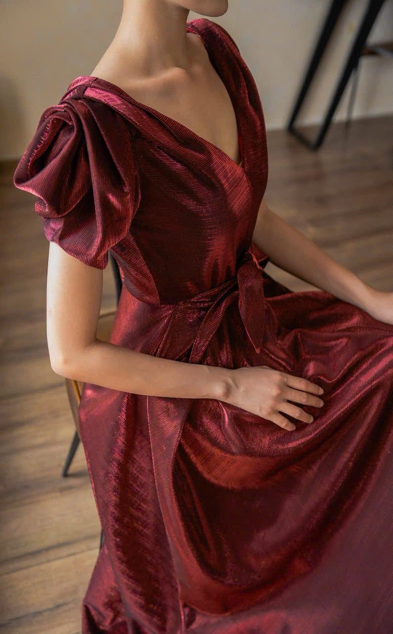  Helena Dress - Đầm Hoa Hồng Tay Phồng D1013 