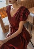  Helena Dress - Đầm Hoa Hồng Tay Phồng D1013 