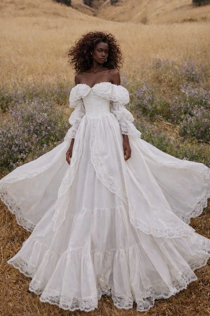  Snow Swan Dress - Đầm Thiết Kế Trễ Vai 