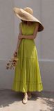  Ana Dress - Đầm xô lụa sát nách xanh lá D46 