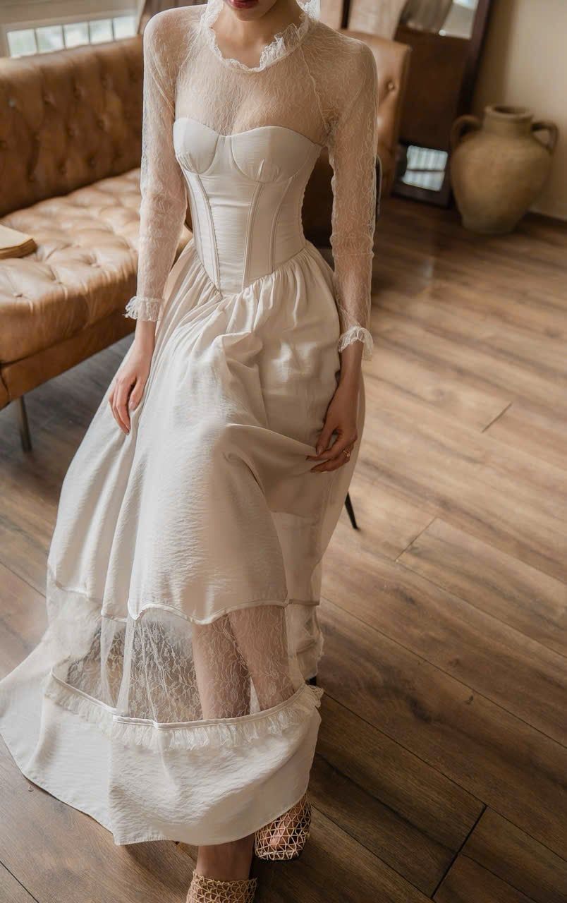  Seraphine Dress - Đầm Thiết Kế Ren Tay Dài 