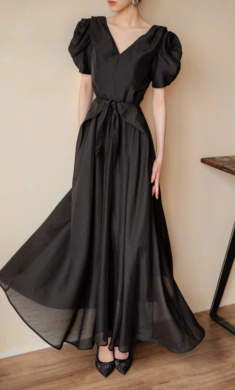  Helena Dress - Đầm Hoa Hồng Tay Phồng D1013 