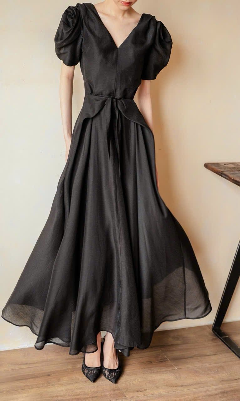  Helena Dress - Đầm Hoa Hồng Tay Phồng D1013 