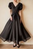  Helena Dress - Đầm Hoa Hồng Tay Phồng D1013 