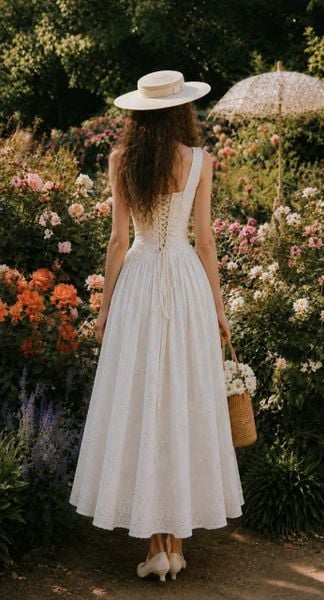  Élodie Dress - Đầm Thêu Đục Lỗ Không Tay 