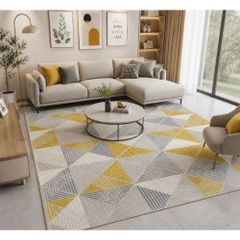 Thảm trang trí sofa hoa văn ô vuông chéo sáng màu TIANQING N 5451