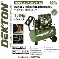 Máy Nén Khí Không Dầu 18L 1.1HP Dekton DK-AC2918X