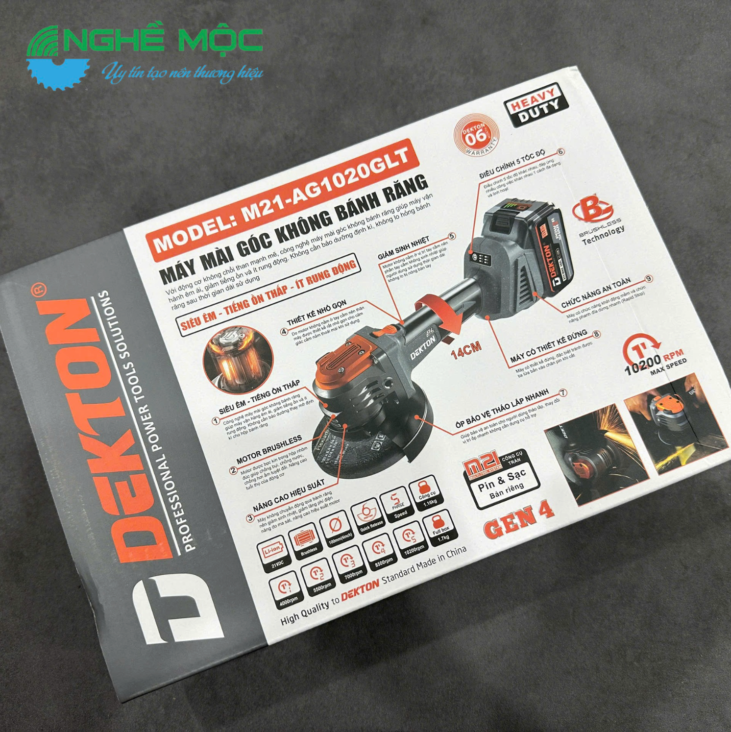 Thân máy mài cầm tay DEKTON M21-AG1020GLT-Xám