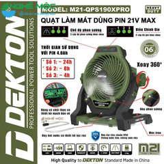 Quạt Phun Sương Dekton Dùng Pin M21-QPS190XPRO